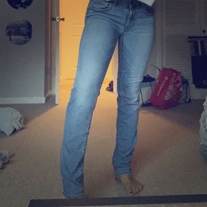 Light wash straight leg AE jeans